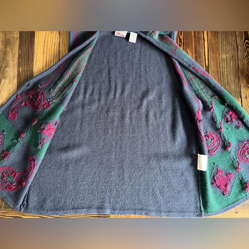 TAN JAY • vintage 90s tapestry knit sweater vest paisley grandmacore cottagecore - Picture 6 of 13